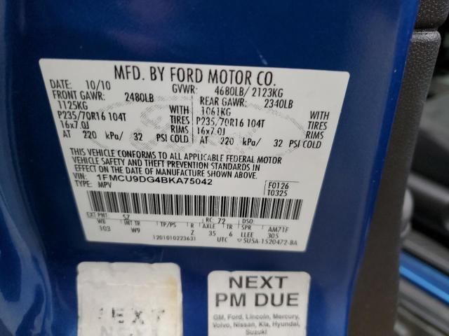 1FMCU9DG4BKA75042 - 2011 FORD ESCAPE XLT BLUE photo 12