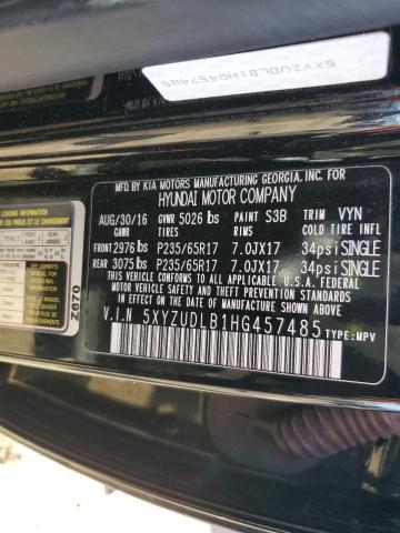 5XYZUDLB1HG457485 - 2017 HYUNDAI SANTA FE S BLACK photo 13