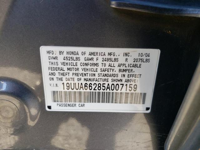 19UUA66285A007159 - 2005 ACURA TL GRAY photo 13