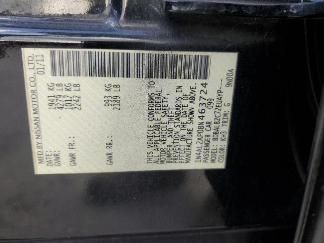 1N4AL2AP0BN463724 - 2011 NISSAN ALTIMA BASE فحمي صورة 12