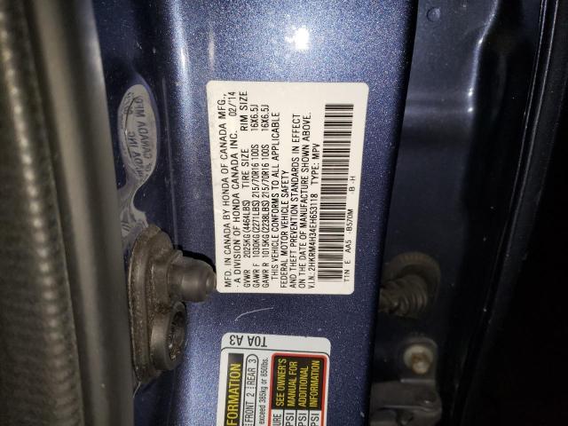 2HKRM4H34EH653118 - 2014 HONDA CR-V LX BLUE photo 12