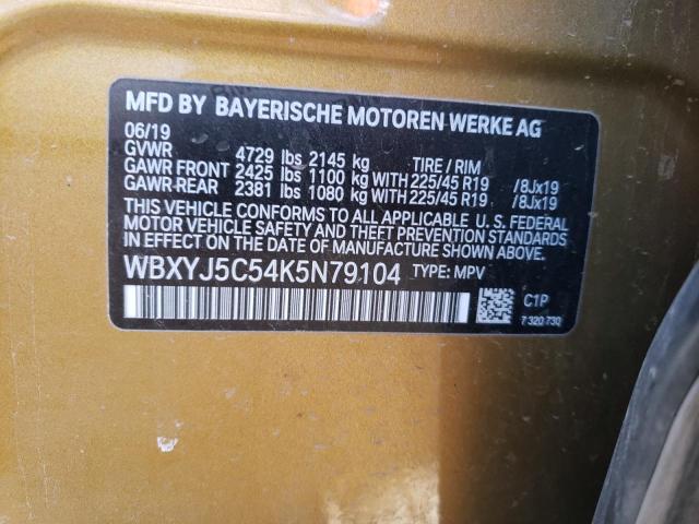 WBXYJ5C54K5N79104 - 2019 BMW X2 XDRIVE28I GOLD photo 12