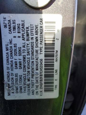 2HGFB2F87EH535456 - 2014 HONDA CIVIC EX GRAY photo 13