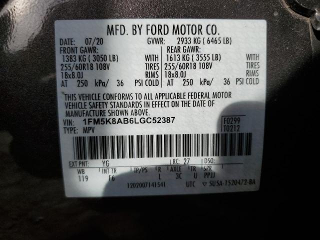 1FM5K8AB6LGC52387 - 2020 FORD EXPLORER POLICE INTERCEPTOR 灰色 照片 13