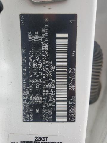 5TFBV54147X019968 - 2007 TOYOTA TUNDRA DOUBLE CAB SR5 WHITE photo 12