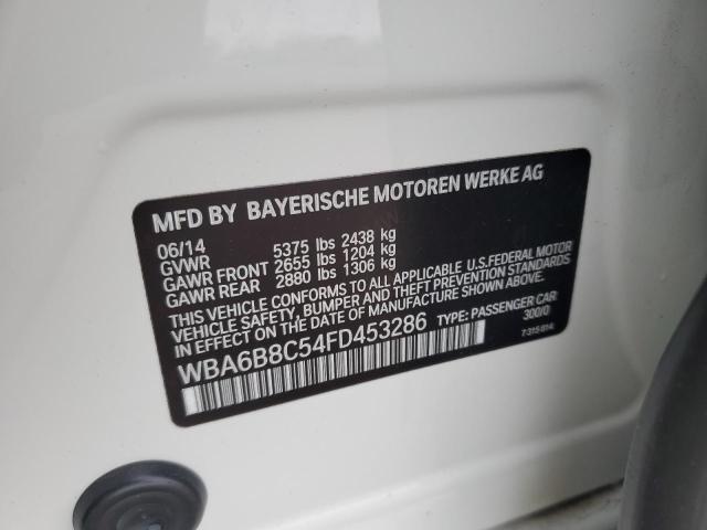 WBA6B8C54FD453286 - 2015 BMW 640 XI GRAN COUPE WHITE photo 12