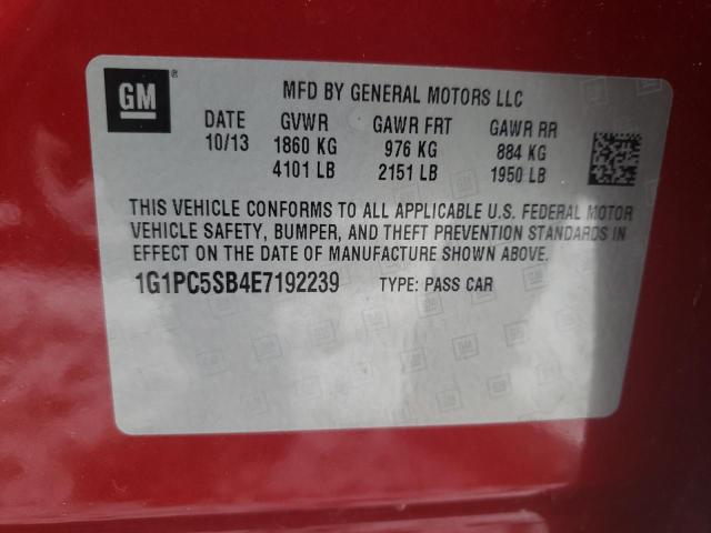 1G1PC5SB4E7192239 - 2014 CHEVROLET CRUZE LT RED photo 13