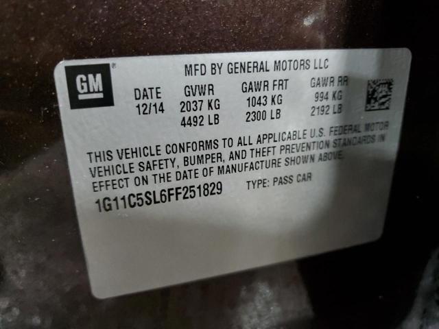 1G11C5SL6FF251829 - 2015 CHEVROLET MALIBU 1LT 棕色 照片 12