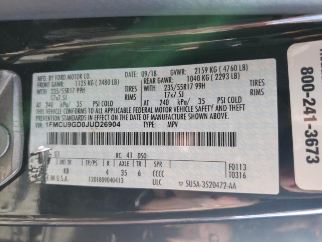 1FMCU9GD0JUD26904 - 2018 FORD ESCAPE SE Qara foto 12