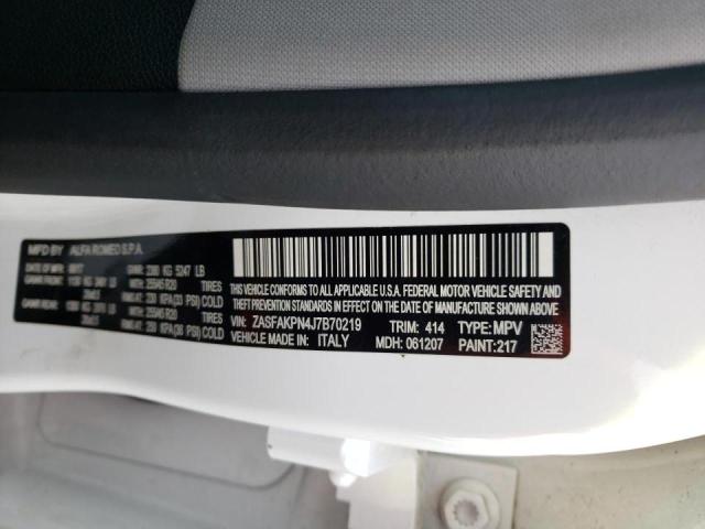 ZASFAKPN4J7B70219 - 2018 ALFA ROMEO STELVIO SPORT თეთრი ფოტო 14