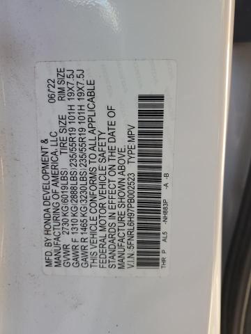 5FNRL6H97PB002523 - 2023 HONDA ODYSSEY ELITE Weiß Foto 12