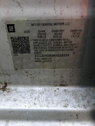 1G1JD5SB6K4118224 - 2019 CHEVROLET SONIC LT SILVER photo 12