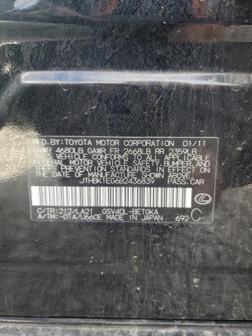 JTHBK1EG6B2436839 - 2011 LEXUS ES 350 BLACK photo 12