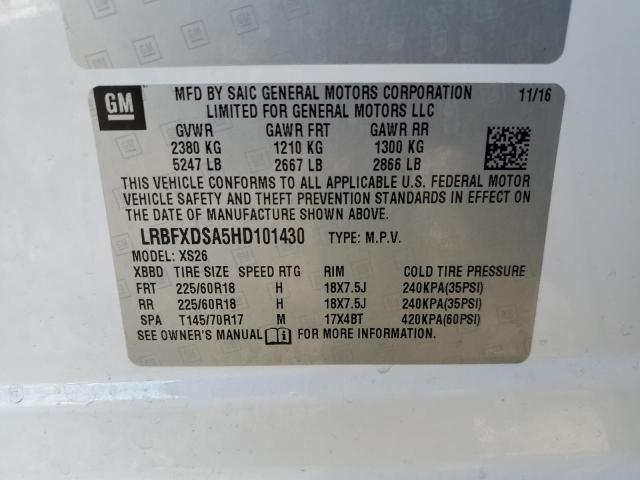 LRBFXDSA5HD101430 - 2017 BUICK ENVISION ESSENCE Սպիտակ լուսանկար 13