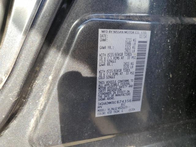 5N1AR2MM3EC674356 - 2014 NISSAN PATHFINDER S Gris foto 13