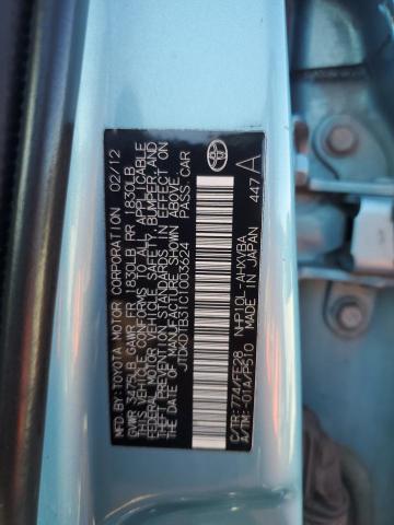 JTDKDTB31C1003624 - 2012 TOYOTA PRIUS C 蓝色 照片 12