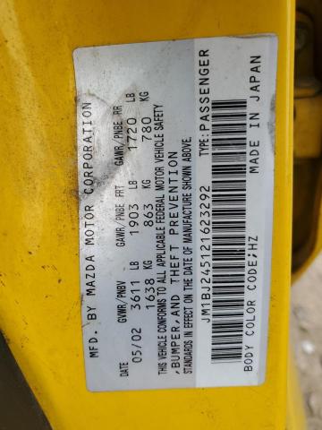 JM1BJ245121623292 - 2002 MAZDA PROTEGE PR5 黄色 照片 12