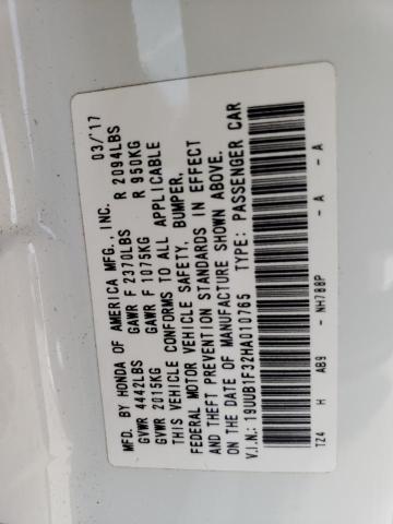 19UUB1F32HA010765 - 2017 ACURA TLX WHITE photo 12