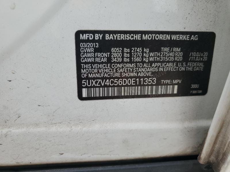 5UXZV4C56D0E11353 - 2013 BMW X5 XDRIVE35I WHITE photo 14