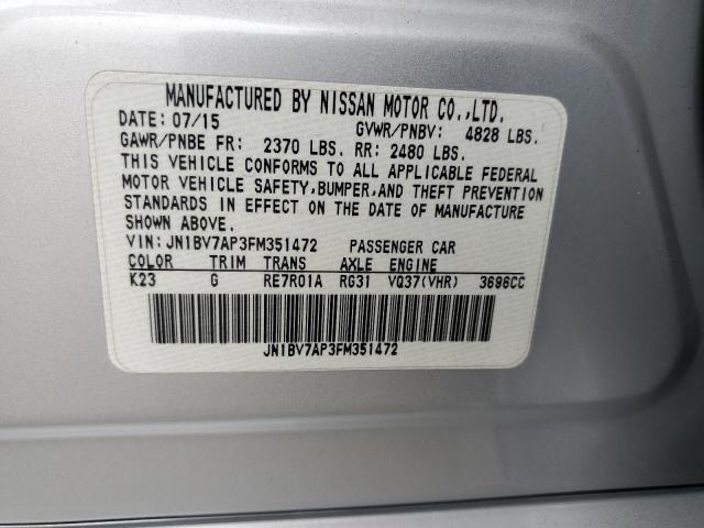 JN1BV7AP3FM351472 - 2015 INFINITI Q50 BASE Күміс фото 13