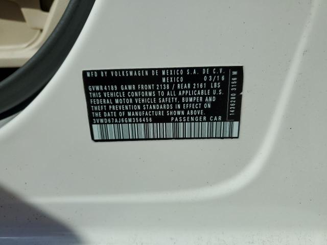 3VWD67AJ6GM356456 - 2016 VOLKSWAGEN JETTA SE WHITE photo 13