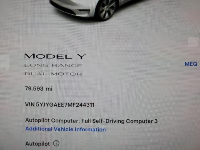 5YJYGAEE7MF244311 - 2021 TESLA MODEL Y Ağ foto 9