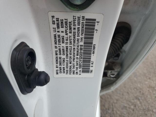 19XFC1F32GE019918 - 2016 HONDA CIVIC EX WHITE photo 12