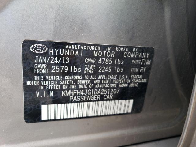 KMHFH4JG1DA251207 - 2013 HYUNDAI AZERA GLS GRAY photo 12