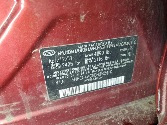 5NPEC4AC8BH282410 - 2011 HYUNDAI SONATA SE RED photo 13