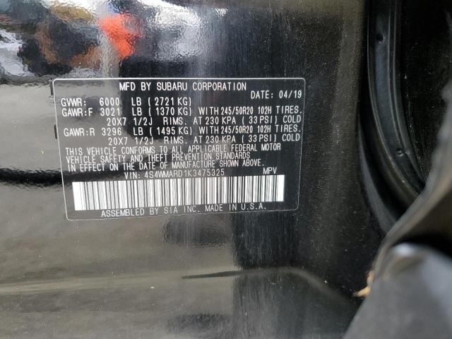 4S4WMARD1K3475325 - 2019 SUBARU ASCENT TOURING Negro foto 13