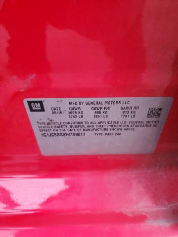 1G1JC5SG3F4199817 - 2015 CHEVROLET SONIC LT RED photo 12