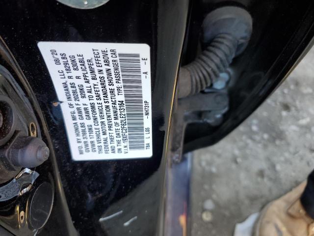 19XFC2F62LE213164 - 2020 HONDA CIVIC LX BLACK photo 12