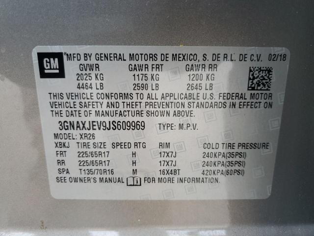 3GNAXJEV9JS609969 - 2018 CHEVROLET EQUINOX LT ნაცრისფერი ფოტო 13