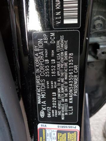 KNADN5A35D6113578 - 2013 KIA RIO EX BLACK photo 12