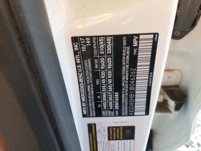 4JGDA5HB1JB046262 - 2018 MERCEDES-BENZ GLE 350 4MATIC WHITE photo 13