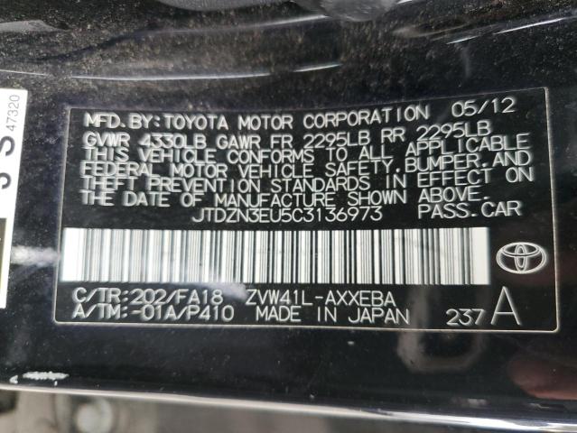 JTDZN3EU5C3136973 - 2012 TOYOTA PRIUS V BLACK photo 13