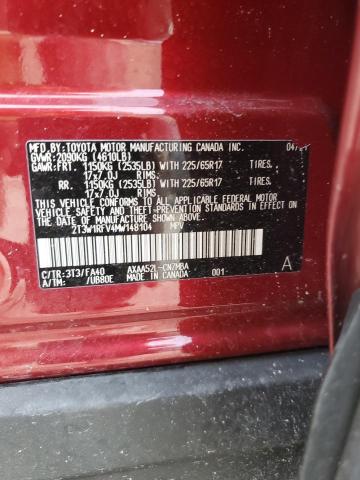 2T3W1RFV4MW148104 - 2021 TOYOTA RAV4 XLE BURGUNDY photo 13