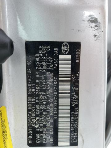 4T1BF3EK7BU777687 - 2011 TOYOTA CAMRY BASE Argent photo 12