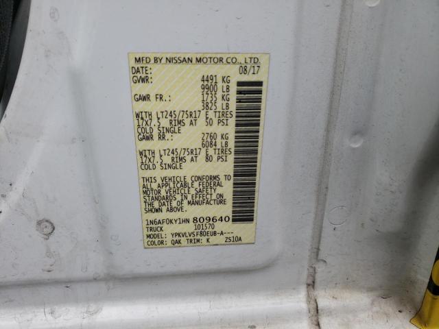 1N6AF0KY1HN809640 - 2017 NISSAN NV 2500 S WHITE photo 12