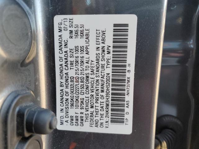 2HKRM3H39DH520024 - 2013 HONDA CR-V LX GRAY photo 13