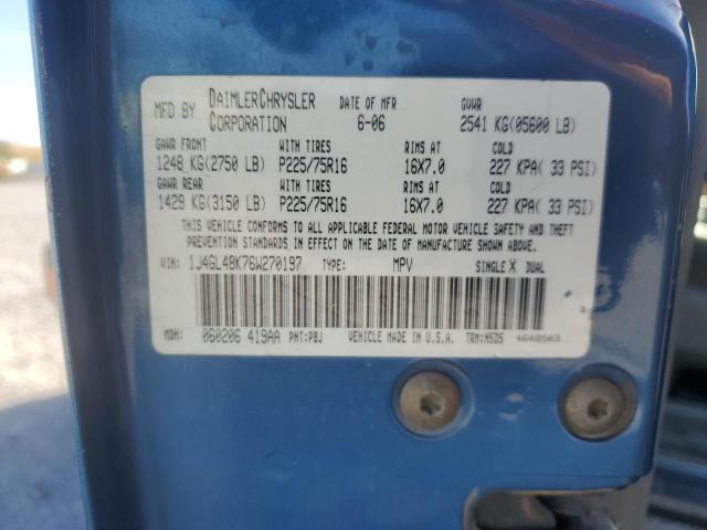 1J4GL48K76W270197 - 2006 JEEP LIBERTY SPORT 蓝色 照片 12