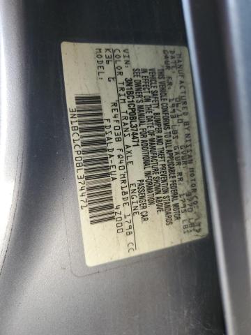 3N1BC1CP0BL374471 - 2011 NISSAN VERSA S GRAY photo 12