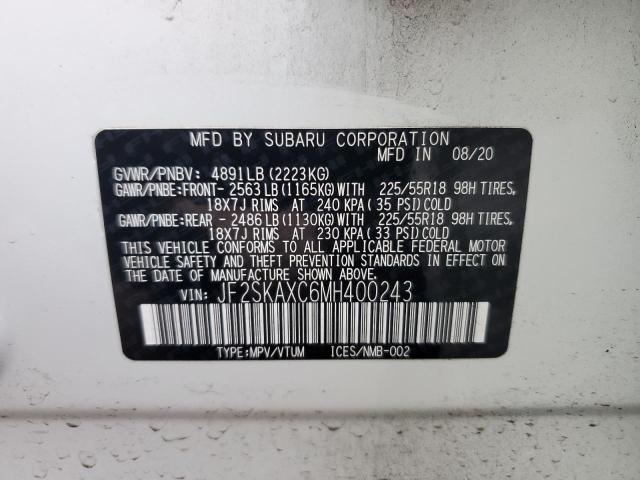 JF2SKAXC6MH400243 - 2021 SUBARU FORESTER TOURING 白色 照片 13
