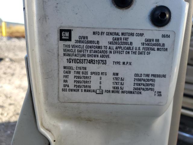 1GYEC63T74R319753 - 2004 CADILLAC ESCALADE LUXURY თეთრი ფოტო 14