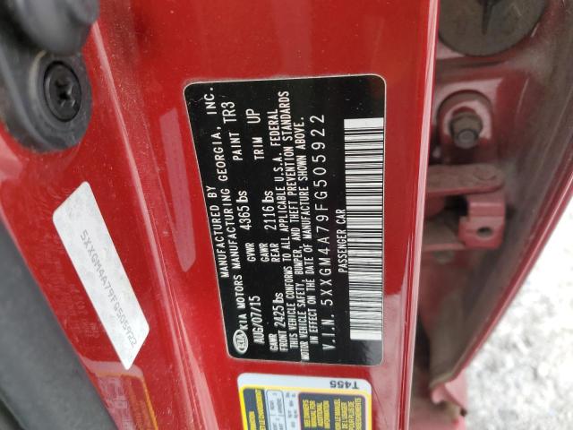 5XXGM4A79FG505922 - 2015 KIA OPTIMA LX 勃艮第红 照片 12