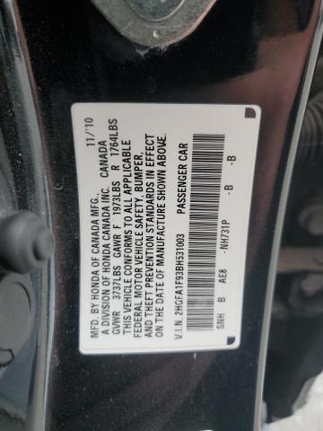 2HGFA1F93BH531003 - 2011 HONDA CIVIC EXL BLACK photo 12