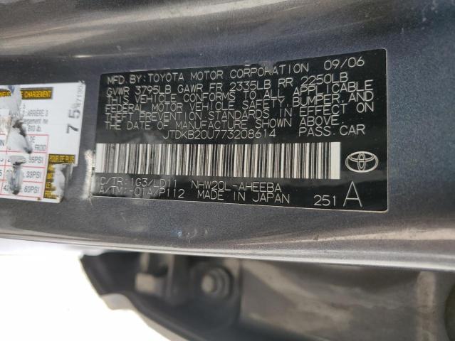 JTDKB20U773208614 - 2007 TOYOTA PRIUS GRAY photo 12