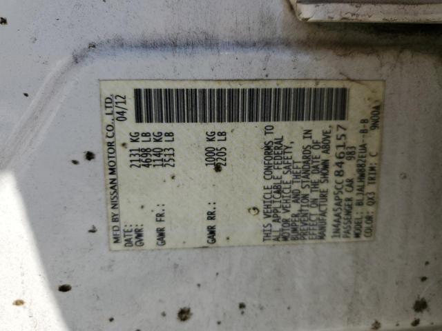 1N4AA5AP5CC846157 - 2012 NISSAN MAXIMA S WHITE photo 12