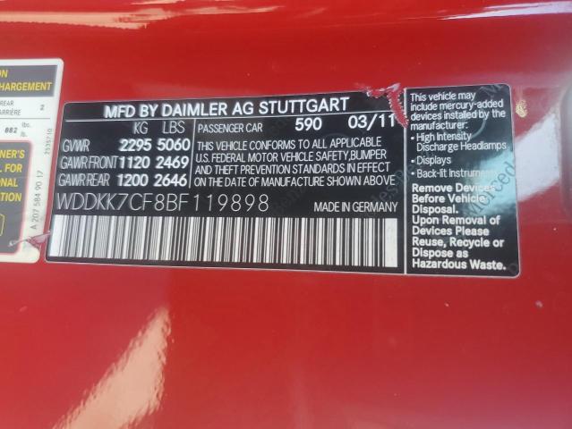 WDDKK7CF8BF119898 - 2011 MERCEDES-BENZ E 550 RED photo 12