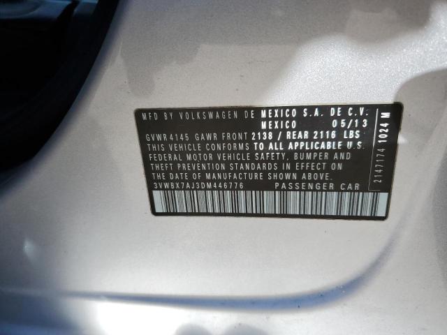 3VWBX7AJ3DM446776 - 2013 VOLKSWAGEN JETTA SE Մոխրագույն լուսանկար 12